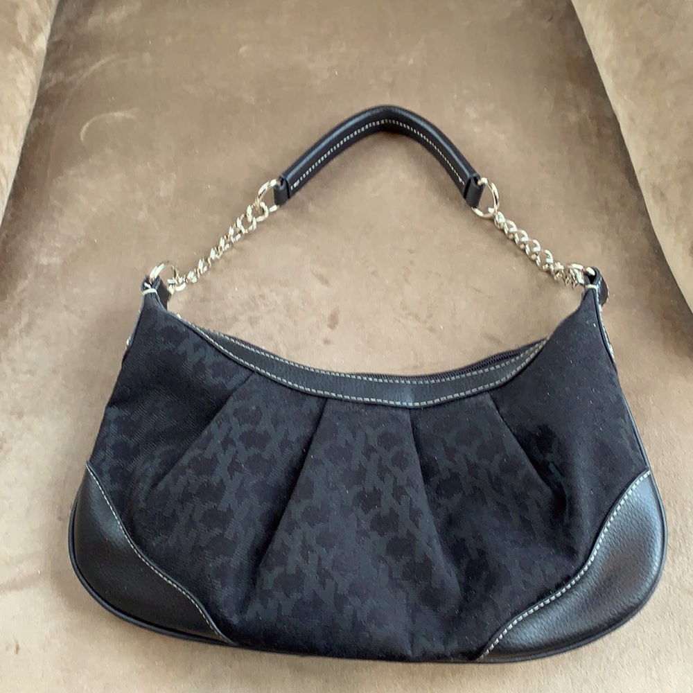 NY and Co black nylon vintage bag with top handle chain strap.